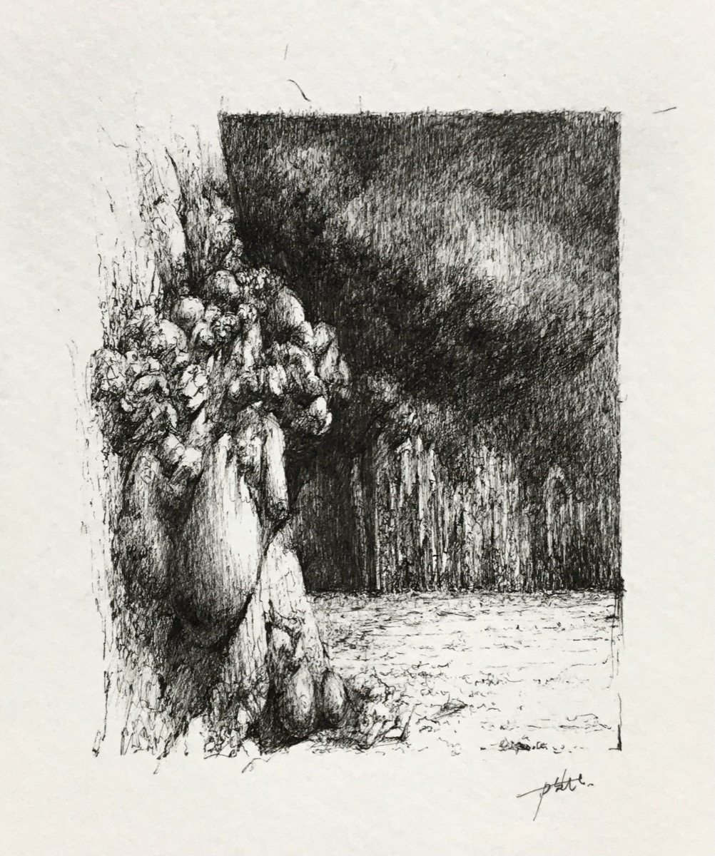 Untitled 6, 2020, gel pen on paper by Seongkeun Park.