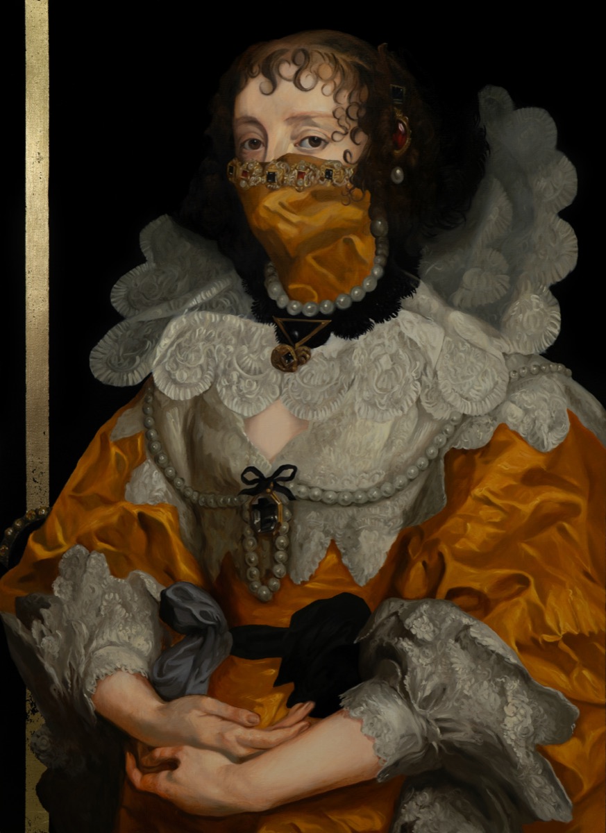Portrait of Desire (after Anthony van Dyck), 2024, oil and gold leaf on canvas by Seongkeun Park.